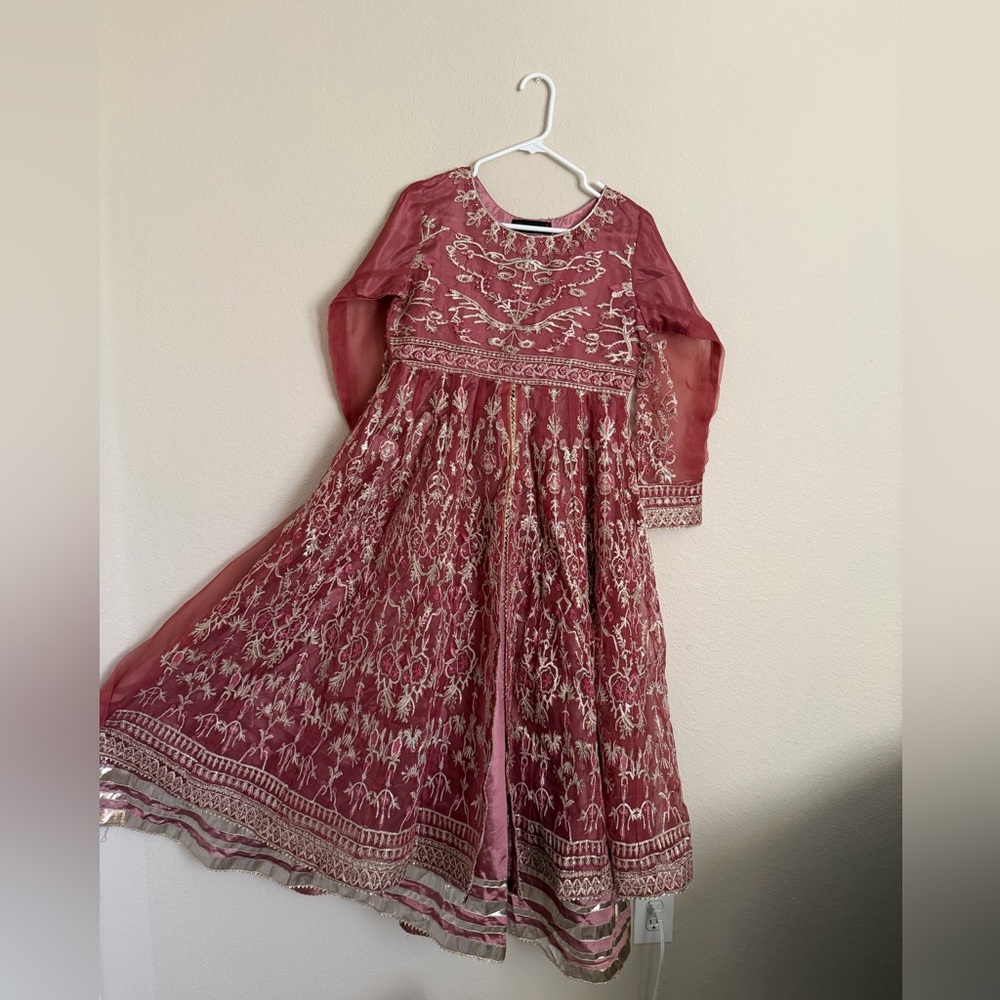 Embroidered Coral Pakistani Suit/Dress